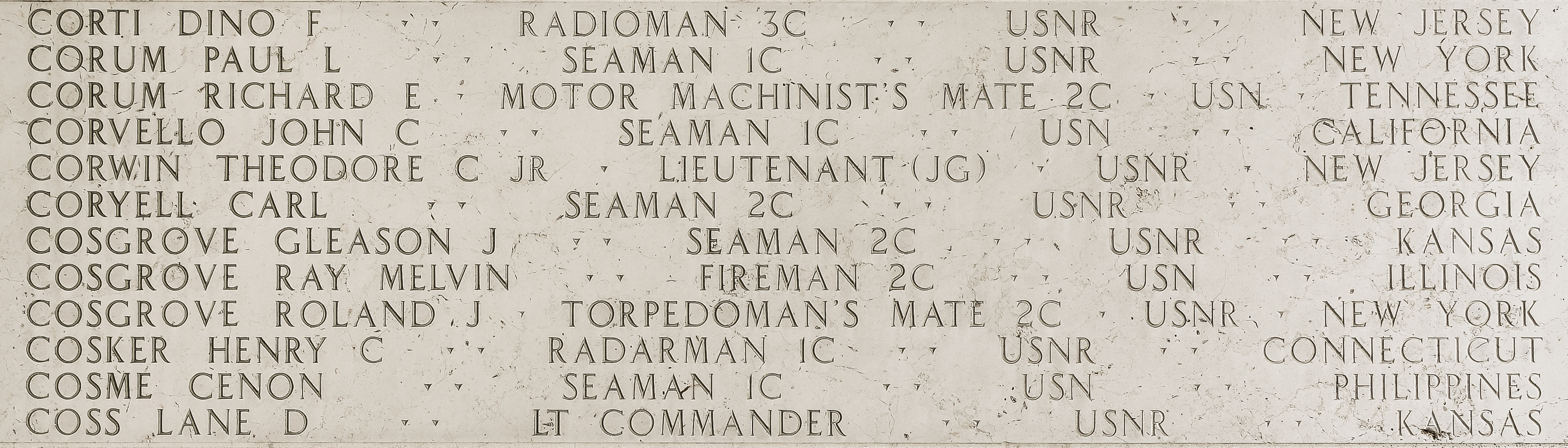 Dino F. Corti, Radioman Third Class